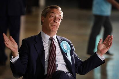 El euroescéptico Nigel Farage, este martes en un acto de campaña en Londres.