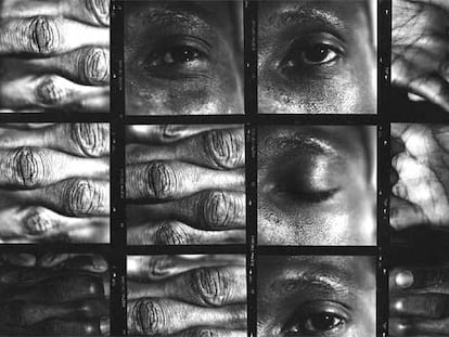 'L'oeil, la main' (1997), retrato de T. M., emigrante de Zaire, foto de la serie 'Los refugiados', de Anabell Guerrero.