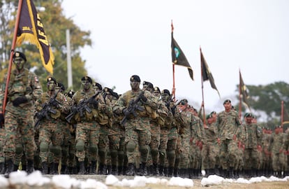 Miembros del ejército de Panamá, en Meteti, el 15 de febrero de 2016. 