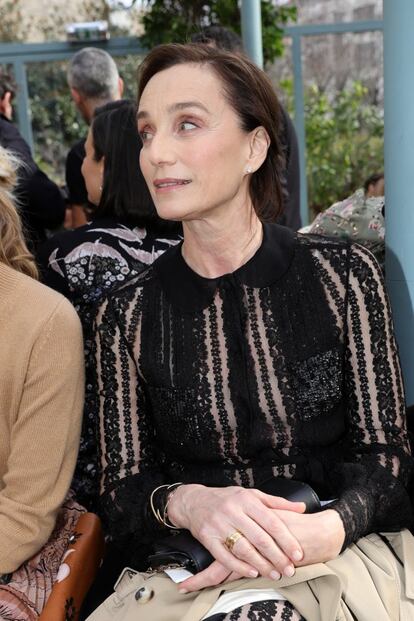 La actriz Kristin Scott Thomas en el desfile de Valentino celebrado el domingo.