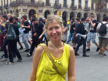 Ariadna Soler, ayer en la manifestación de Barcelona.