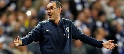 Sarri, durante el duelo del domingo.