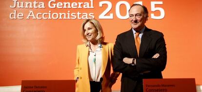 Junta General de accionistas de Bankinter. Maria Dolores Dancausa y Pedro Guerrero, presidente de Bankinter