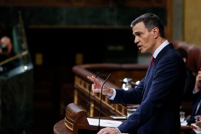 Pedro Sánchez, se dirige este miércoles a la Cámara en el primer día de su debate de investidura.