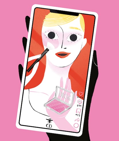 La belleza es un vertical cada vez más importante en TiKTok. El hashtag #BeautyTok ya acumula más de 55.300 millones de visualizaciones, casi siete veces la población mundial.En la ilustración, colorete viral Rosy Glow de DIOR. Su tecnología, que hace que el color reaccione con el pH y la humedad de cada piel, convierte los vídeos sobre su aplicación en hipnóticos.