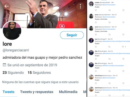 Screenshot of a bot account in support of Spanish PM Pedro Sánchez.