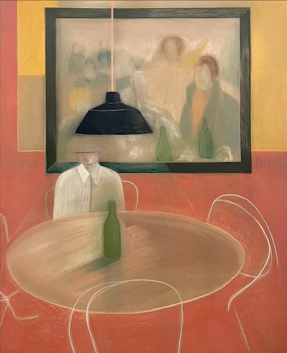 Un señor medio borrado y solo: el mundo en 2023 en la obra Alene på Café Nick, de Rasmus Eckhardt.