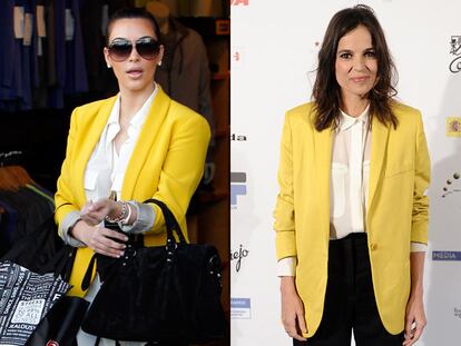 Kim Kardashian vs. Elena Anaya ¿a quién le queda mejor el blazer flúor?