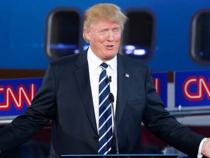 Donald Trump durante uno de los debates de la campa&ntilde;a electoral, organizado por CNN.