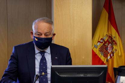 Eugenio Pino, máximo responsable de la Policía con el Gobierno de Rajoy, durante una comparecencia en el Congreso.