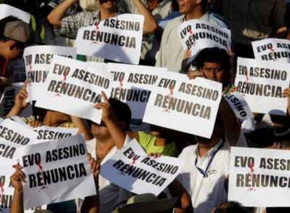 Una manifestación de protesta contra el presidente boliviano en Santa Cruz.