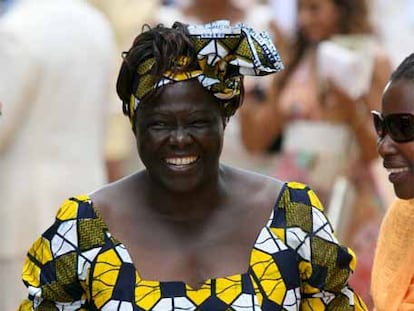 Wangari Maathai, premio Nobel de la Paz, ayer en Henley (Suráfrica).