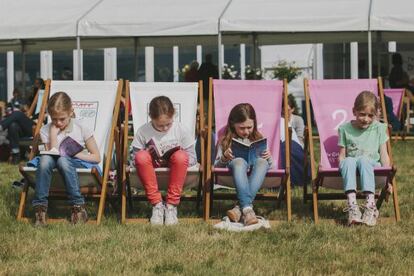 Un grupo de niños en una edición pasada del Hay Festival de Cartagena de Indias.