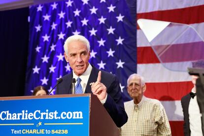 Charlie Crist, Democratic gubernatorial candidate for Florida, speaks during a primary night party on Tuesday.