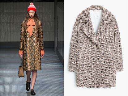 Estampado geométrico 

	A la izquierda, diseño estampado de Gucci. A la derecha, una de las opciones que podemos encontrar en Mango (74,99 euros).