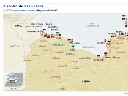 La revuelta libia toma las ciudades del norte, menos Trípoli y Sirte