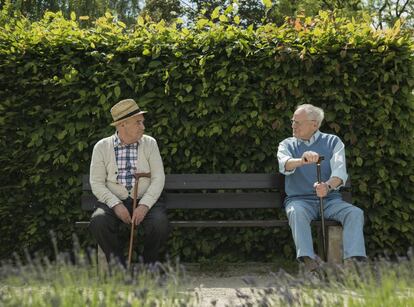 Dos hombres en un parque