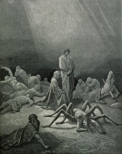 El purgatorio, visto por el ilustrador Gustavo Doré de <i>La divina comedia</i>.