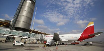 Aviones de Iberia en el Aeropuerto Adolfo Su&aacute;rez Barajas de Madrid.
 