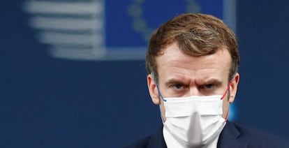 El presidente francés, Emmanuel Macron, este jueves en Bruselas. 