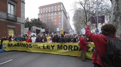 Manifestación este sábado en Madrid en contra de la 'ley mordaza'.