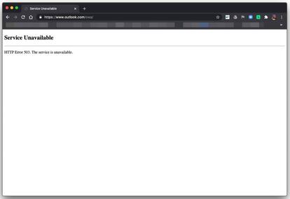 Servicio de Outlook.com caído.