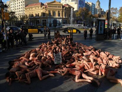 Protesta contra la indústria de la pell.