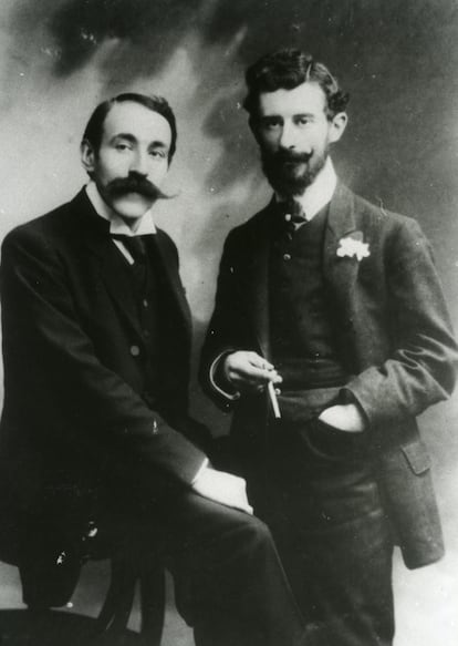 Ricardo Viñes con Maurice Ravel en París, en 1905.