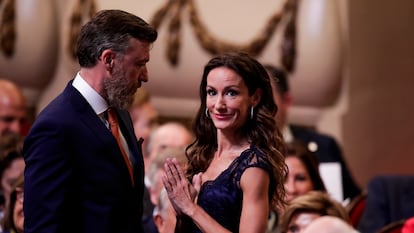 Telma Ortiz, con su pareja Robert Gavin Bonnar, durante la entrega de los premios Princesa de Asturias, en 2019.