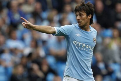 David Silva, con la camiseta del Manchester City.