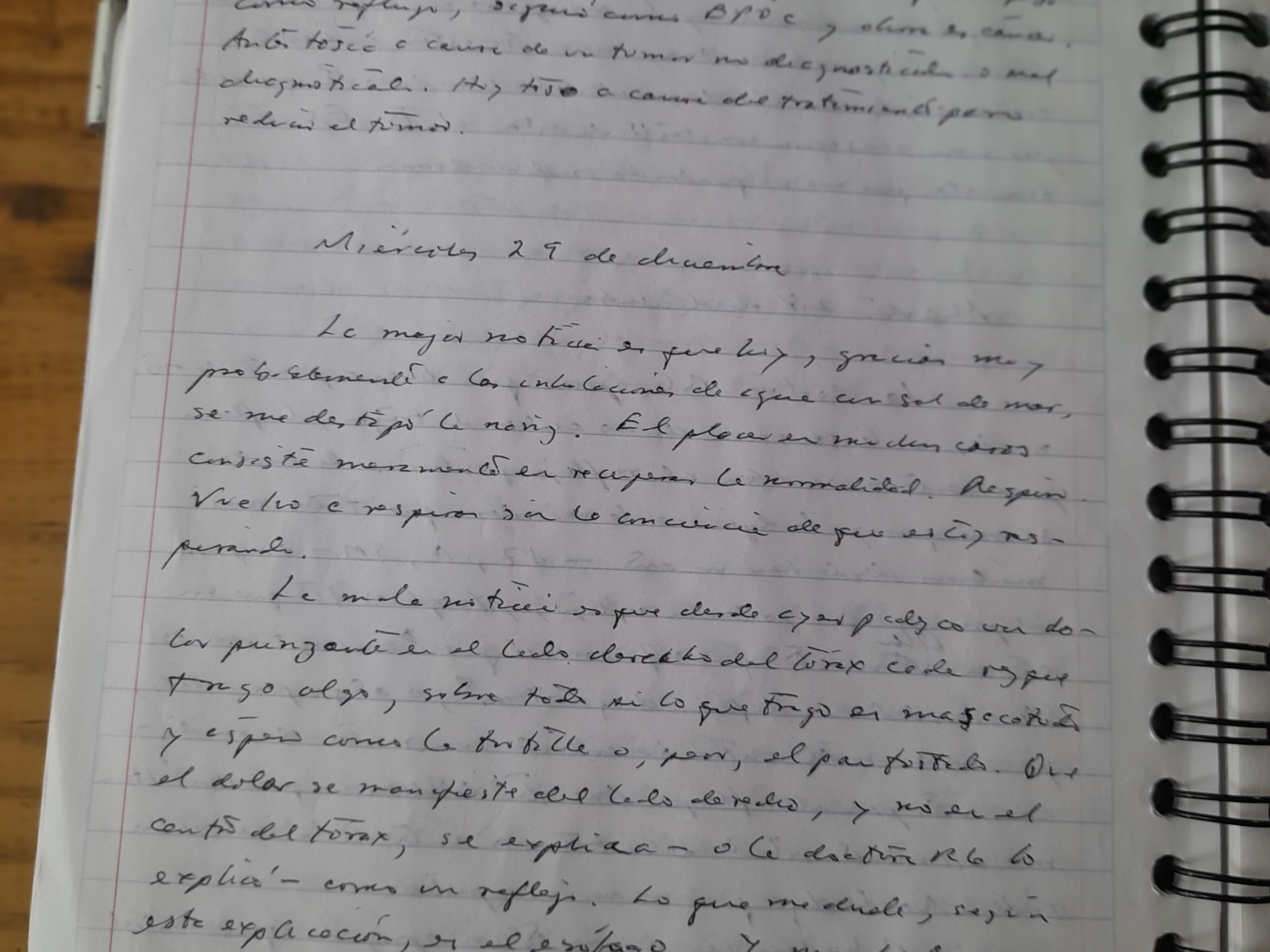 Página del diario de Álvaro Uribe que forma parte de Tres cangrejo, la tercera parte de su libro 'Tríptico del cangrejo'.