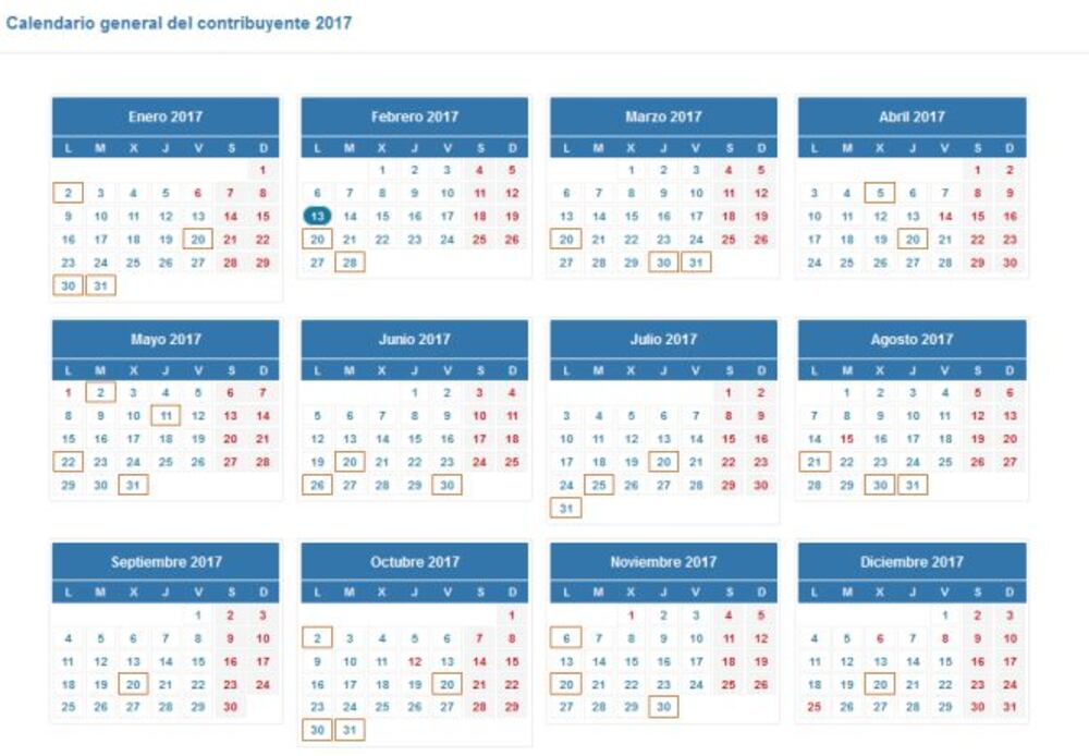 Calendario para presentar la declaración de la renta en 2017 ...