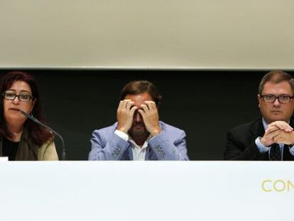 Teresa Altarejos, Manuel Espinar y Luis Mart&iacute; en la presentaci&oacute;n de los resultados econ&oacute;micos de la temporada de verano 2013.