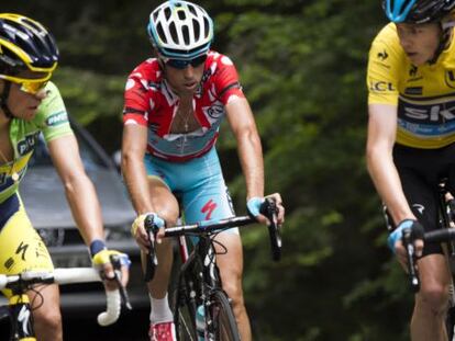 Contador, Nibali y Froome, durante la Dauphiné 2014.