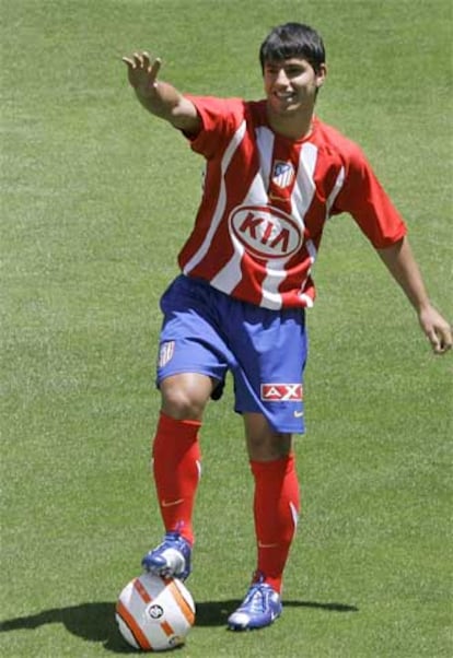 Agüero, durante su presentación con el Atlético.