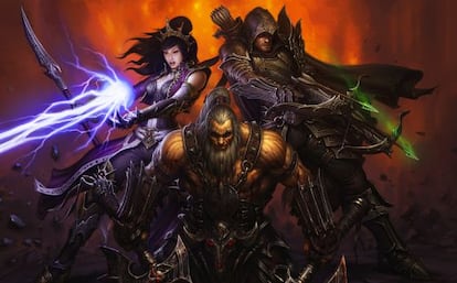 Bárbaro, Mago y Cazador de Demonios, tres de los protagonistas de Diablo III.