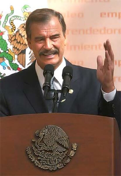 El presidente de México, Vicente Fox, ayer en un encuentro con empresarios.