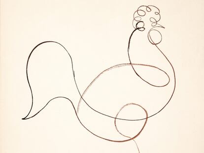 Picasso hace un garabato y le sale un pájaro