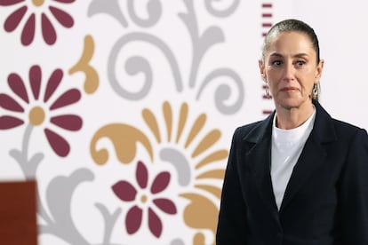 Claudia Sheinbaum presidenta de México, durante la rueda de prensa en el Palacio Nacional en Ciudad de México. El 18 de octubre 2024.