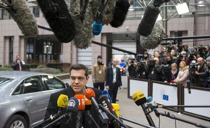 El primer ministro griego, Alexis Tsipras, el jueves en Bruselas.