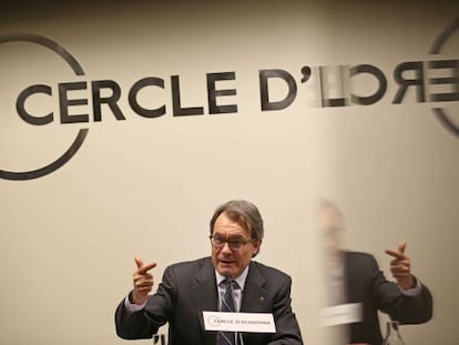 Artur Mas, durante la conferencia en el C&iacute;rculo de Econom&iacute;a.