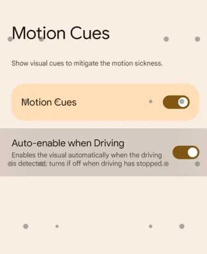 Uso de la función Motion Cues en Android