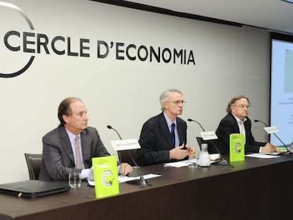 De izquierda a derecha, Manel Brufau, Ant&oacute;n Costas y Josep Ramoneda.