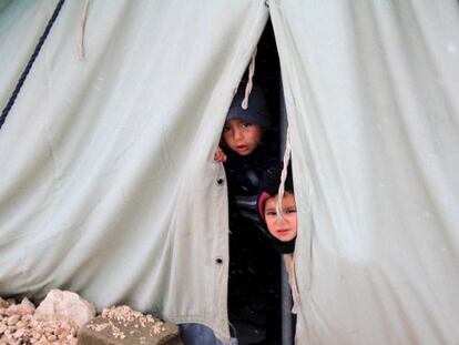 Niños sirios refugiados en al-Marj, en el valle de Bekaa, el 9 de enero.