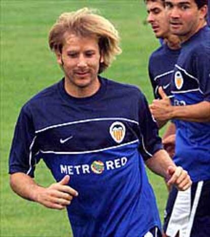 Mendieta, durante el entrenamiento de ayer.