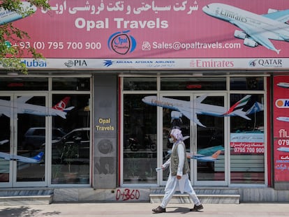 Una agencia de viajes aéreos en Kabul, Afganistán.