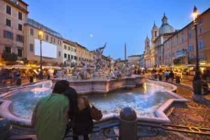 La barroca fuente de Neptuno, del escultor Giacomo della Porta en Piazza Navona, en Roma.