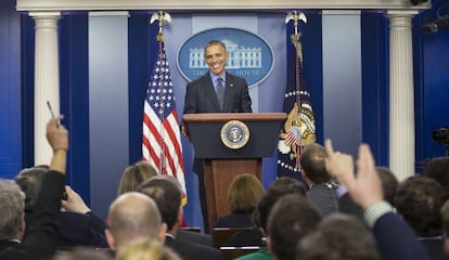 Obama, durante a entrevista coletiva de fim de ano