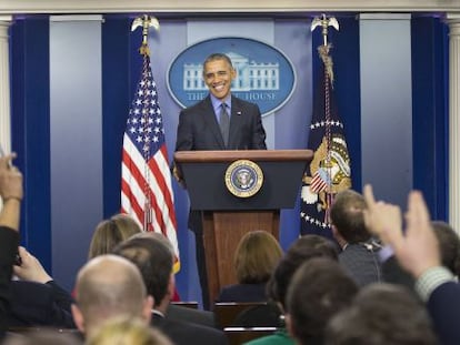 Obama, durante a entrevista coletiva de fim de ano