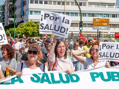 Manifestación contra la privatización de la sanidad en Sevilla, el pasado 26 de marzo.